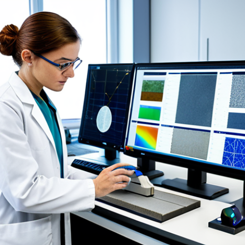 Home 23 A professional construction materials testing engineer in a modern, high-tech research laboratory. The engineer, a woman in a modest lab coat over professional attire, is focused on analyzing data from smart concrete samples displayed on a holographic interface, with advanced analytical equipment in the background. The atmosphere is innovative and futuristic, emphasizing cutting-edge research. Fully clothed, appropriate attire, safe for work, professional, perfect anatomy, correct proportions, natural pose, well-formed hands, proper finger count, natural body proportions, high quality professional photography, appropriate content.