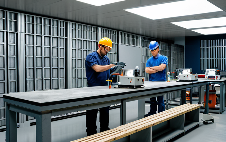 **
A construction material testing lab, featuring a concrete compression test in progress. Testers in appropriate attire analyze data. Background includes various testing machines. Safe for work, appropriate content, fully clothed, professional, perfect anatomy, natural proportions, high quality.
**